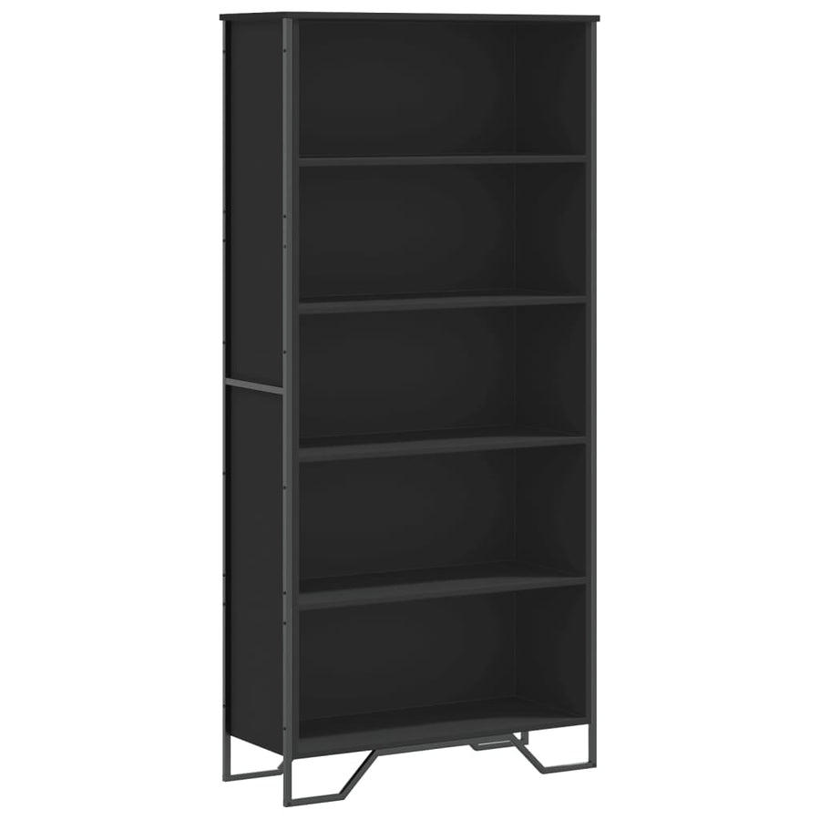 Boekenkast 80x31x169 cm bewerkt hout zwart