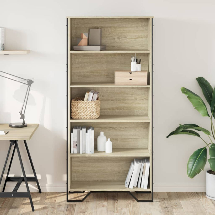 Boekenkast 80x31x169 cm bewerkt hout sonoma eikenkleurig