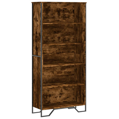 Boekenkast 80x31x169 cm bewerkt hout gerookt eikenkleurig