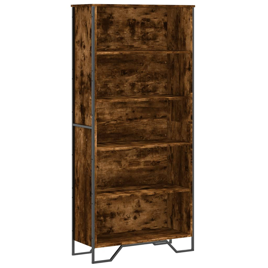 Boekenkast 80x31x169 cm bewerkt hout gerookt eikenkleurig