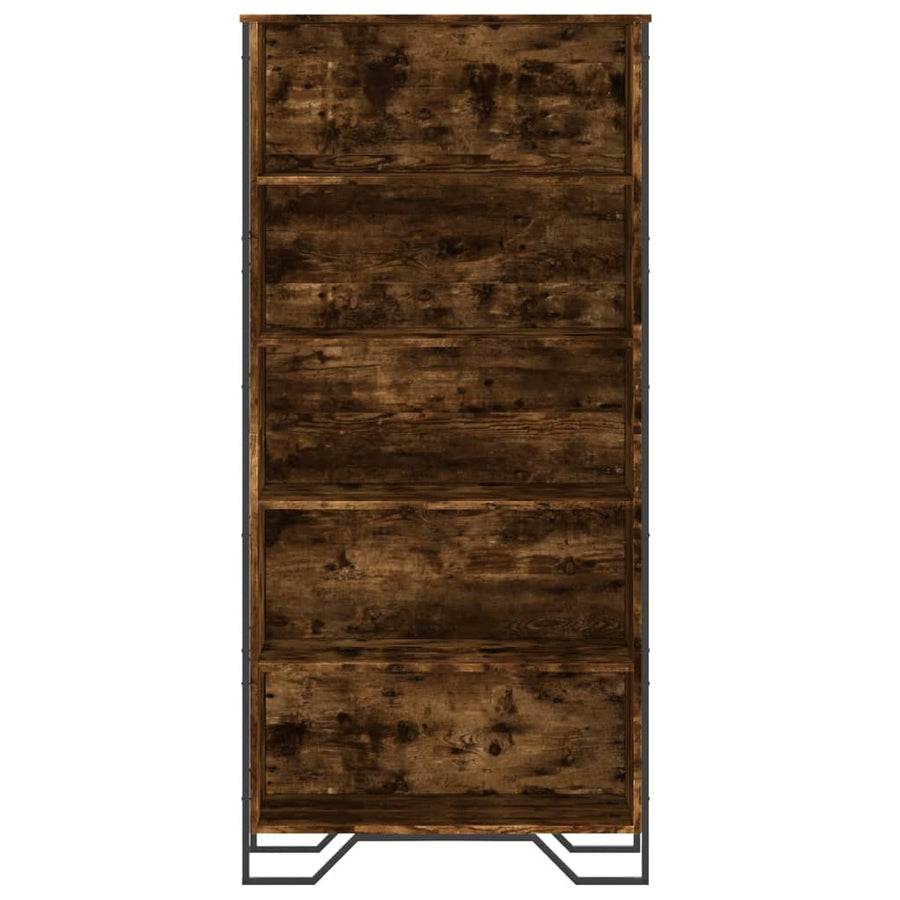 Boekenkast 80x31x169 cm bewerkt hout gerookt eikenkleurig