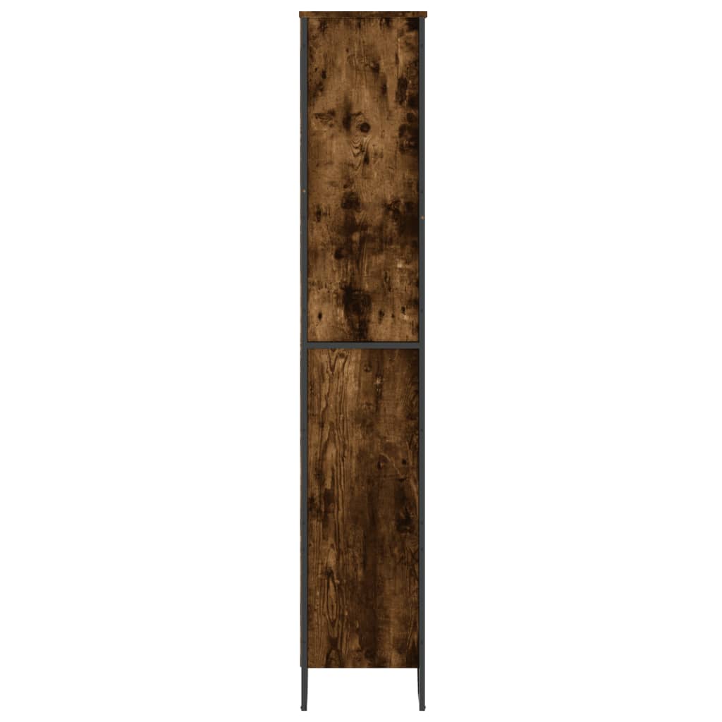 Boekenkast 80x31x169 cm bewerkt hout gerookt eikenkleurig