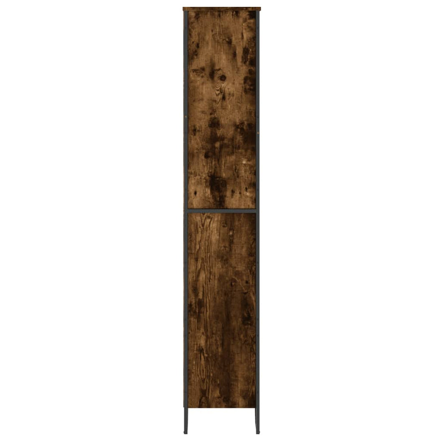 Boekenkast 80x31x169 cm bewerkt hout gerookt eikenkleurig