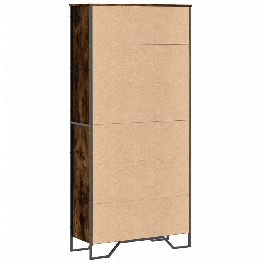 Boekenkast 80x31x169 cm bewerkt hout gerookt eikenkleurig