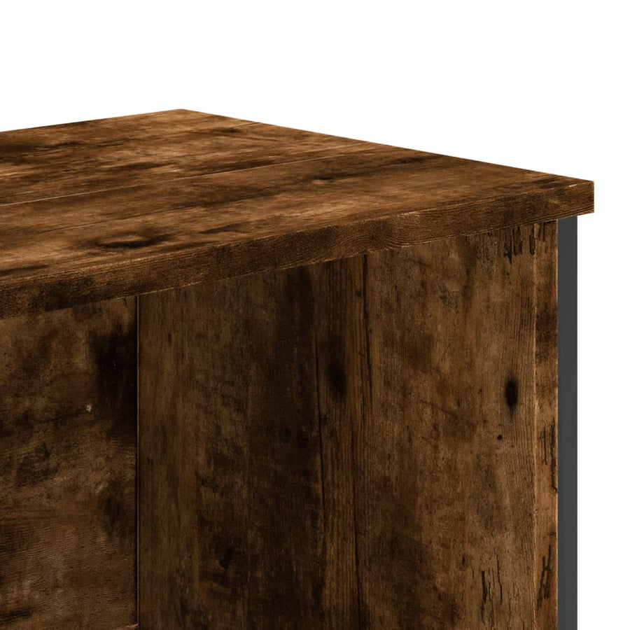 Boekenkast 80x31x169 cm bewerkt hout gerookt eikenkleurig