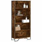 Boekenkast 80x31x169 cm bewerkt hout gerookt eiken