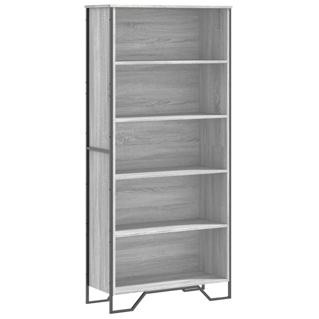 Boekenkast 80x31x169 cm bewerkt hout grijs sonoma eikenkleurig