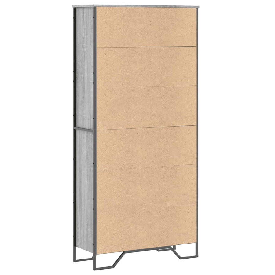 Boekenkast 80x31x169 cm bewerkt hout grijs sonoma eikenkleurig