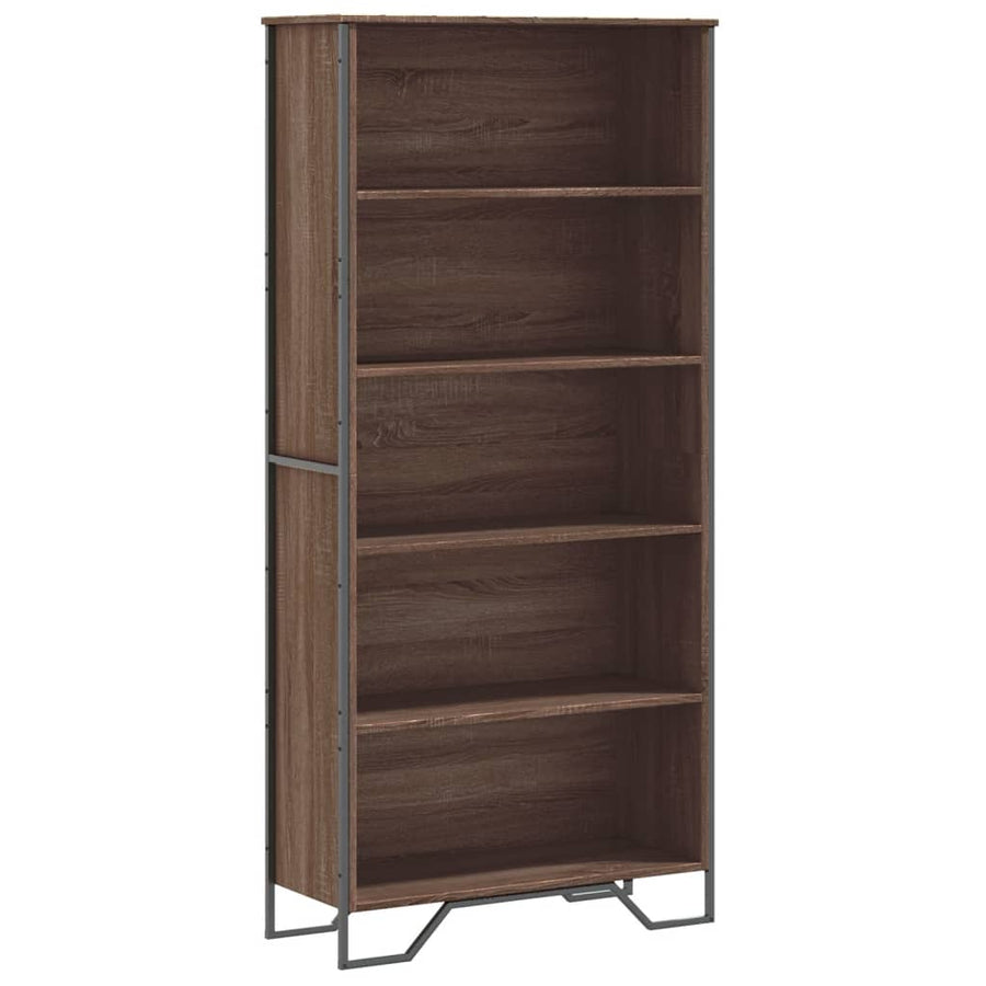 Boekenkast 80x31x169 cm bewerkt hout bruin eikenkleurig