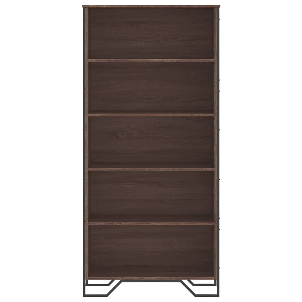 Boekenkast 80x31x169 cm bewerkt hout bruin eikenkleurig