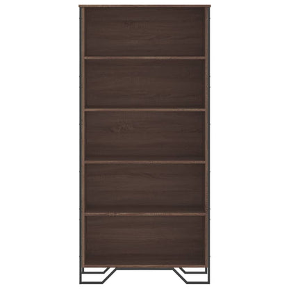 Boekenkast 80x31x169 cm bewerkt hout bruin eikenkleurig