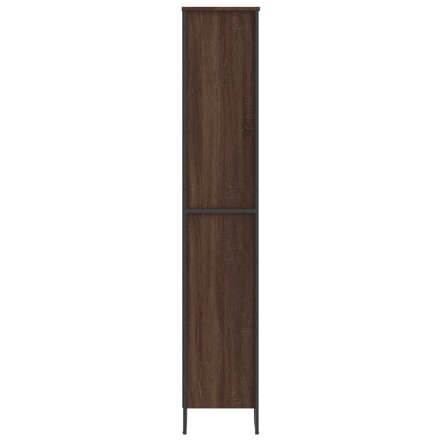 Boekenkast 80x31x169 cm bewerkt hout bruin eikenkleurig