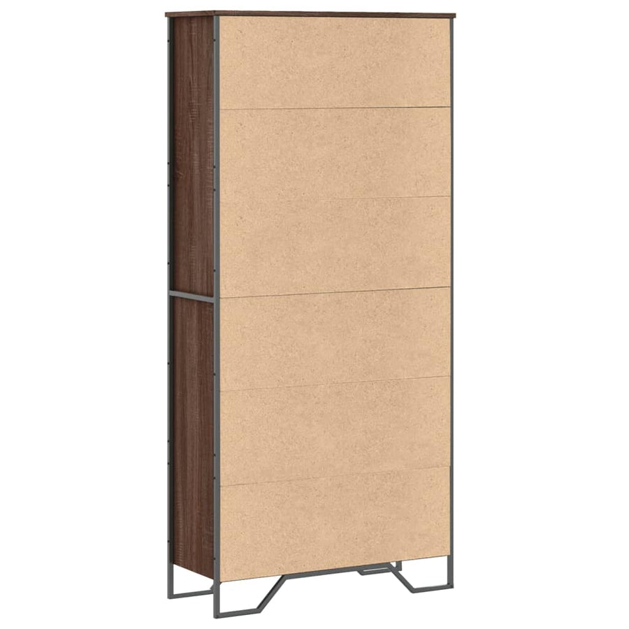 Boekenkast 80x31x169 cm bewerkt hout bruin eikenkleurig