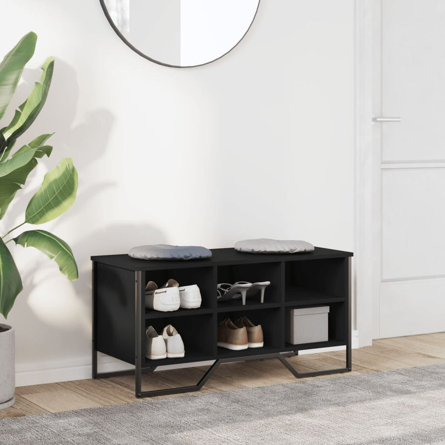 Schoenenkast 90x38x45,5 cm bewerkt hout zwart