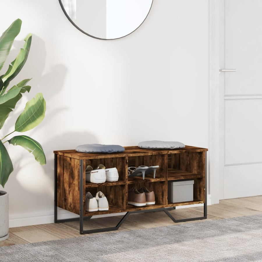 Schoenenkast 90x38x45,5 cm bewerkt hout gerookt eikenkleurig