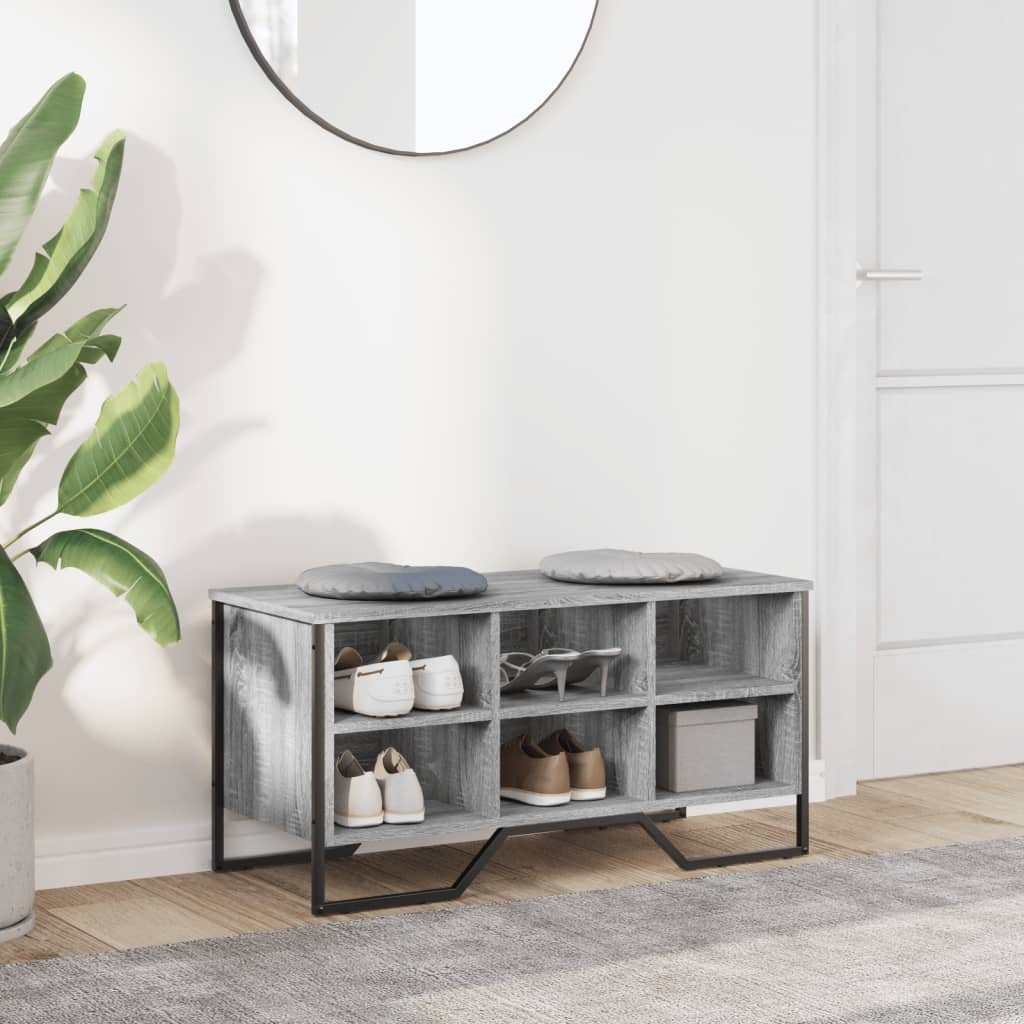 Schoenenkast 90x38x45,5 cm bewerkt hout grijs sonoma eikenkleur