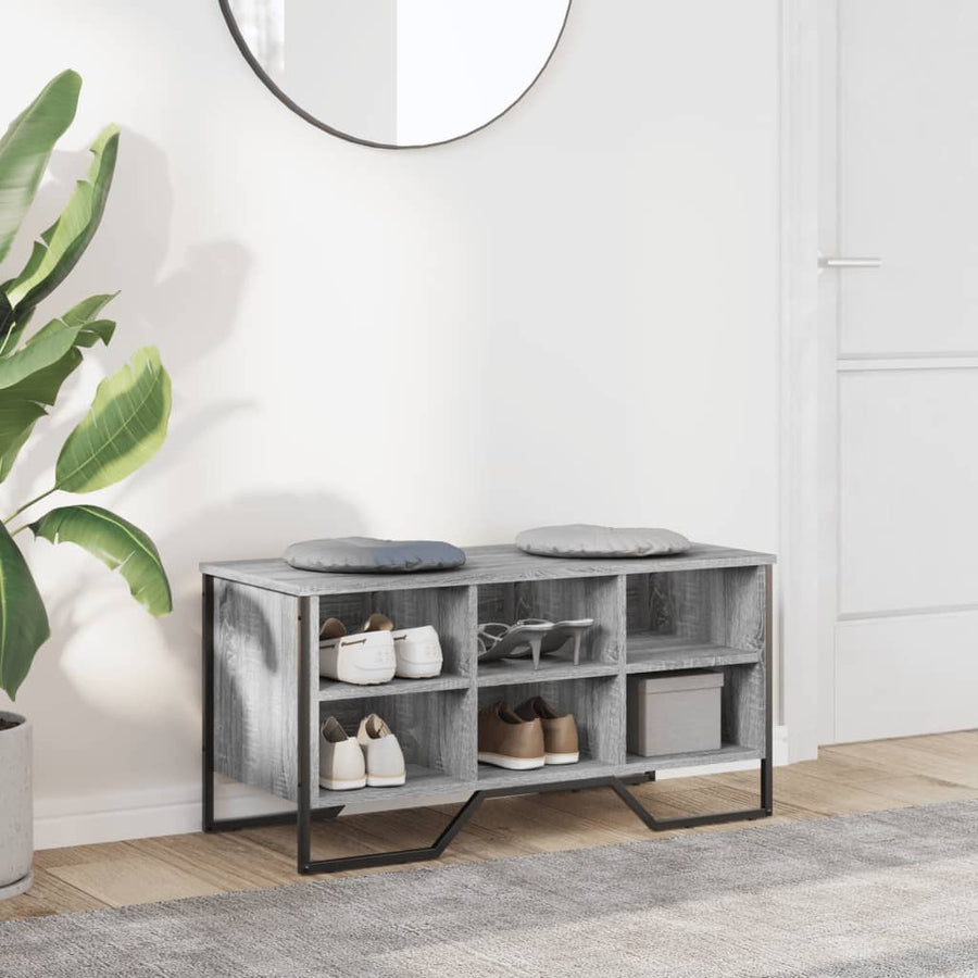 Schoenenkast 90x38x45,5 cm bewerkt hout grijs sonoma eikenkleur