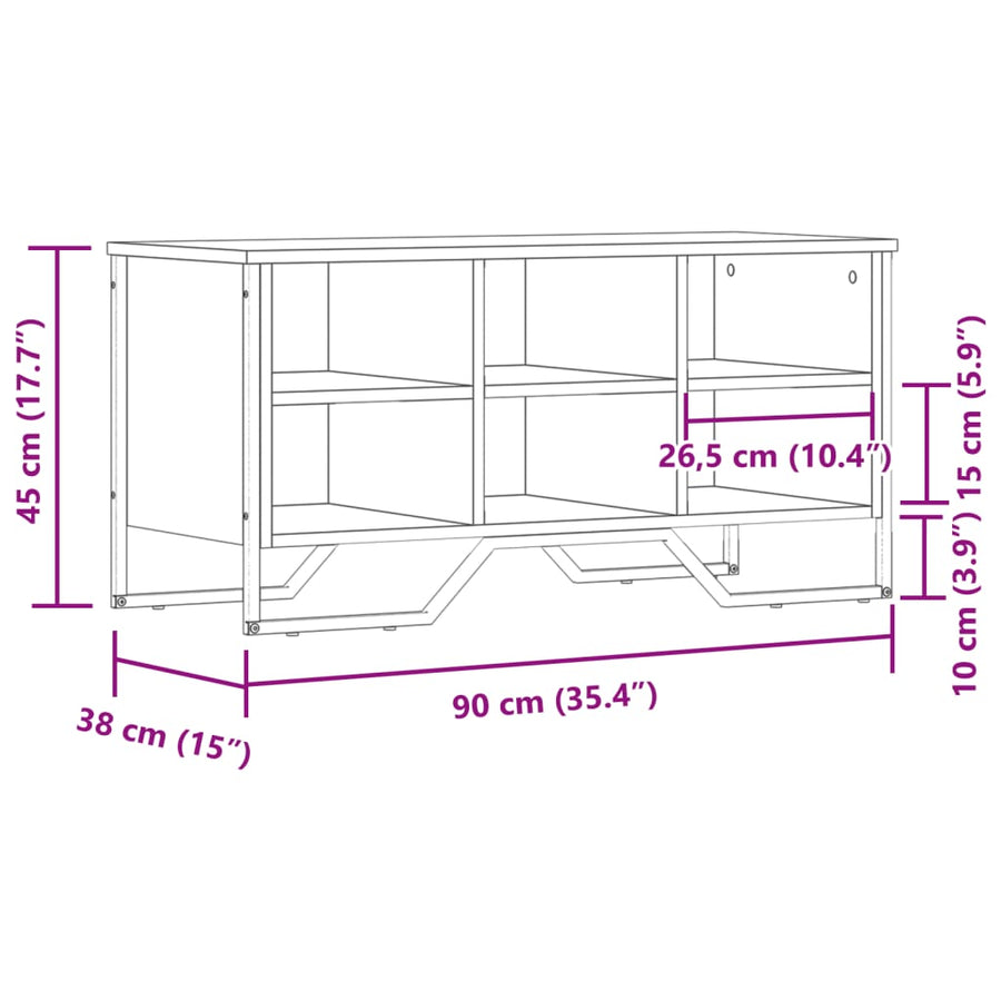 Schoenenkast 90x38x45,5 cm bewerkt hout grijs sonoma eikenkleur
