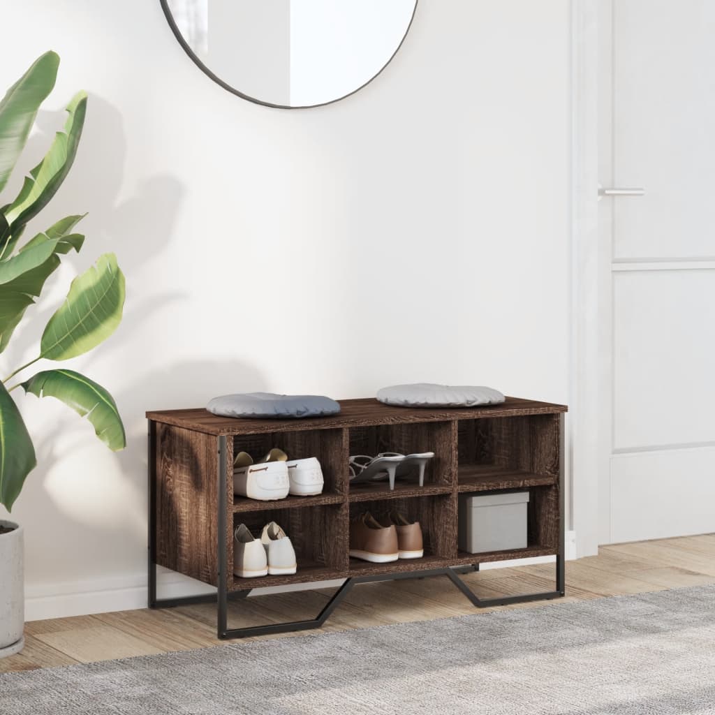 Schoenenkast 90x38x45,5 cm bewerkt hout bruin eikenkleurig