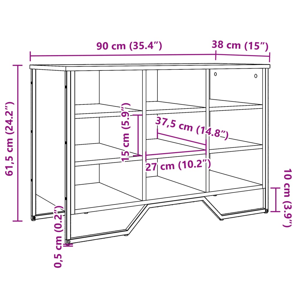 Schoenenkast 90x38x61,5 cm bewerkt hout zwart