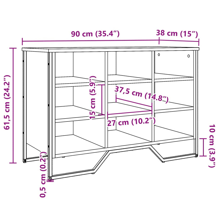 Schoenenkast 90x38x61,5 cm bewerkt hout sonoma eikenkleurig