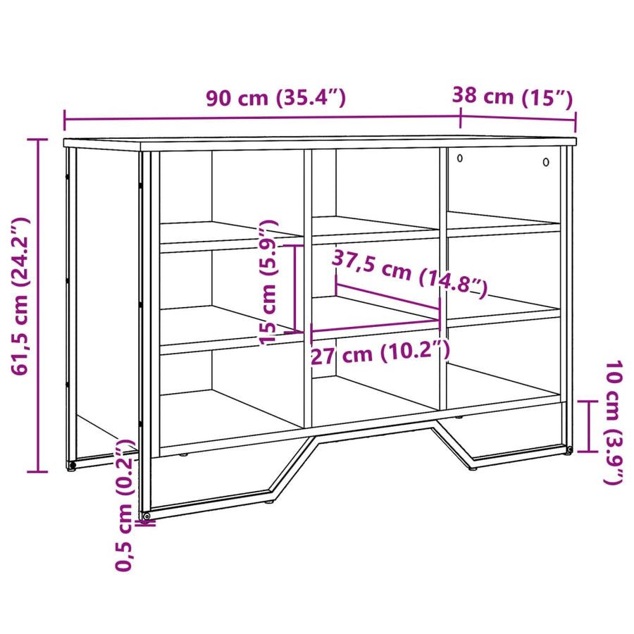 Schoenenkast 90x38x61,5 cm bewerkt hout gerookt eikenkleurig