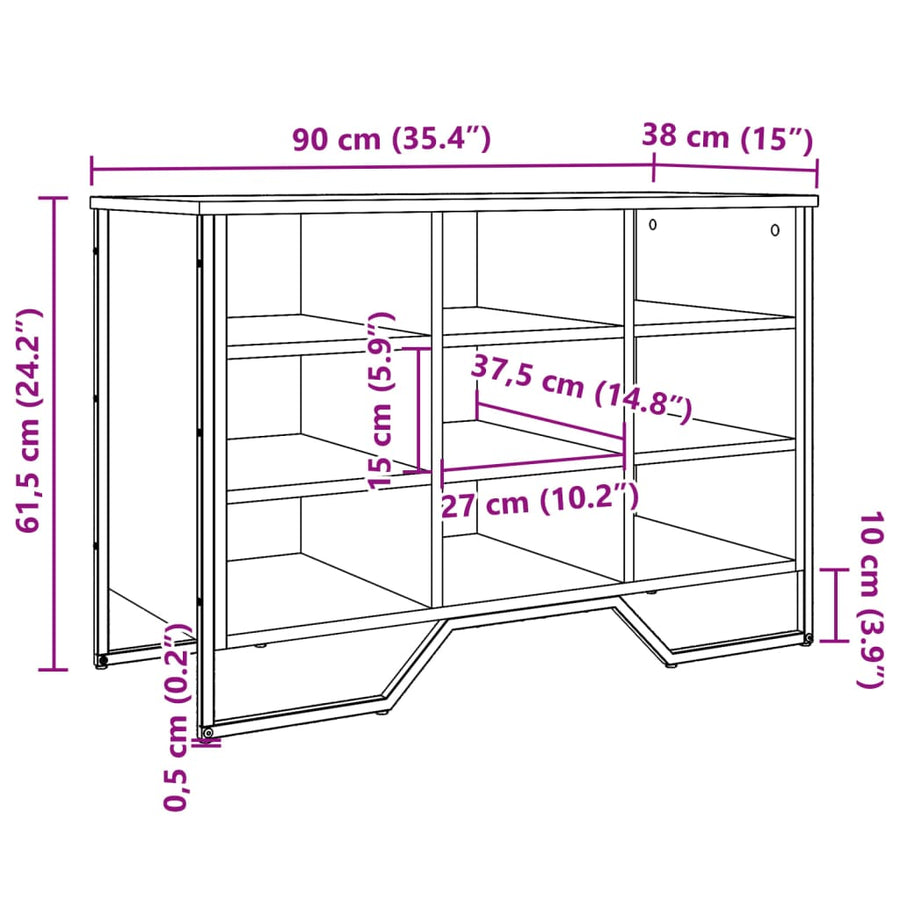 Schoenenkast 90x38x61,5 cm bewerkt hout grijs sonoma eikenkleur