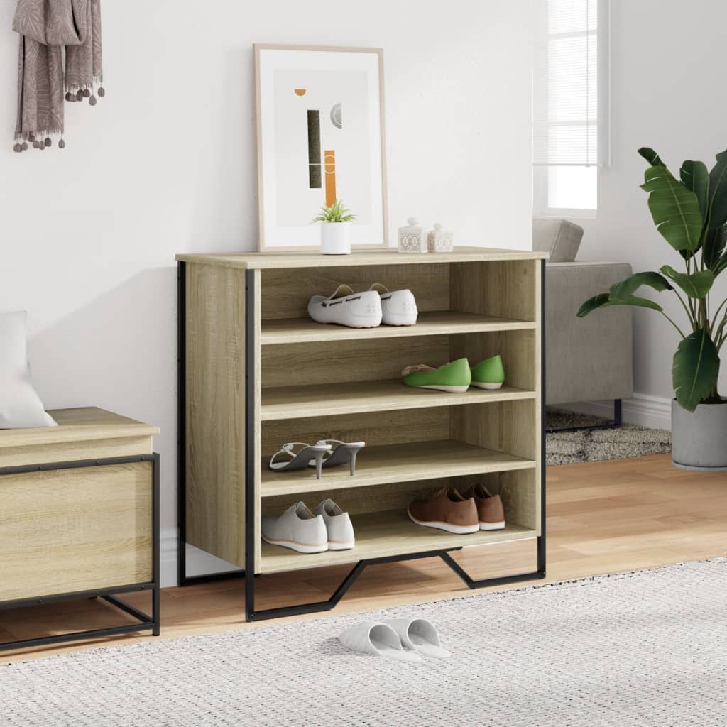 Schoenenkast 80x38x78 cm bewerkt hout sonoma eikenkleurig