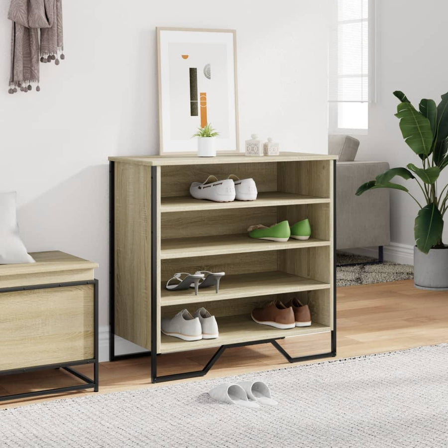 Schoenenkast 80x38x78 cm bewerkt hout sonoma eikenkleurig
