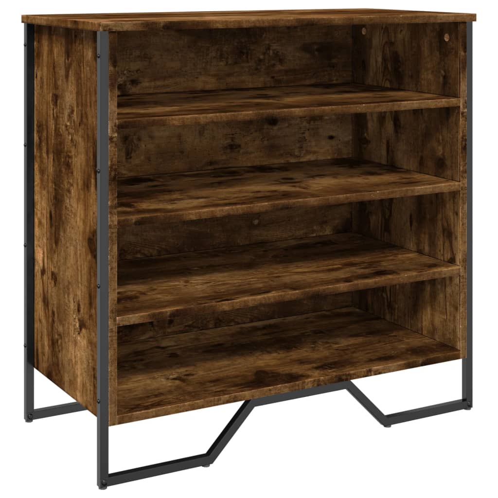 Schoenenkast 80x38x78 cm bewerkt hout gerookt eikenkleurig