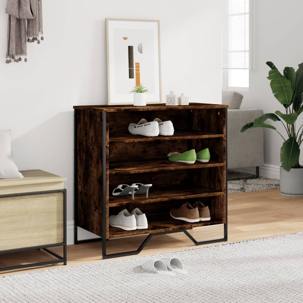 Schoenenkast 80x38x78 cm bewerkt hout gerookt eikenkleurig