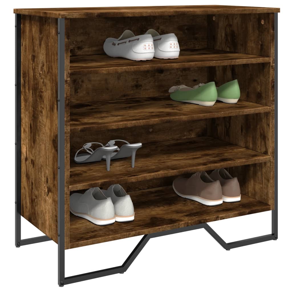 Schoenenkast 80x38x78 cm bewerkt hout gerookt eikenkleurig
