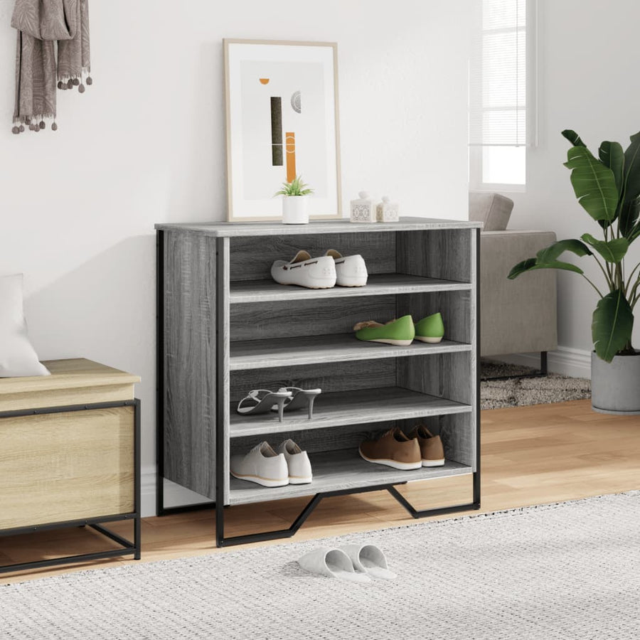 Schoenenkast 80x38x78 cm bewerkt hout grijs sonoma eikenkleurig