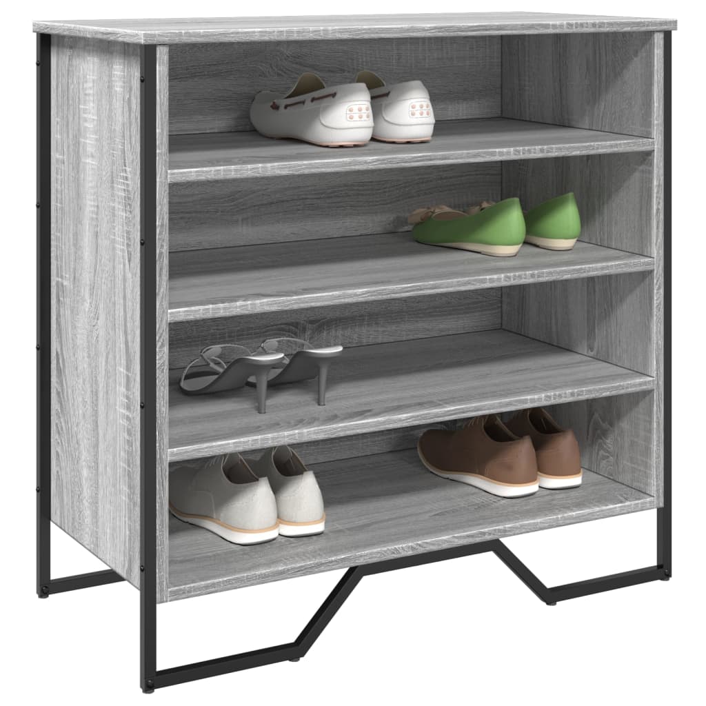 Schoenenkast 80x38x78 cm bewerkt hout grijs sonoma eikenkleurig