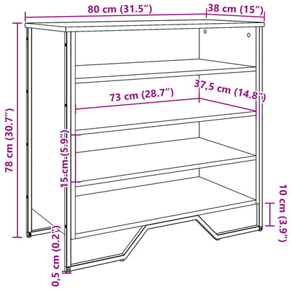 Schoenenkast 80x38x78 cm bewerkt hout bruin eikenkleurig