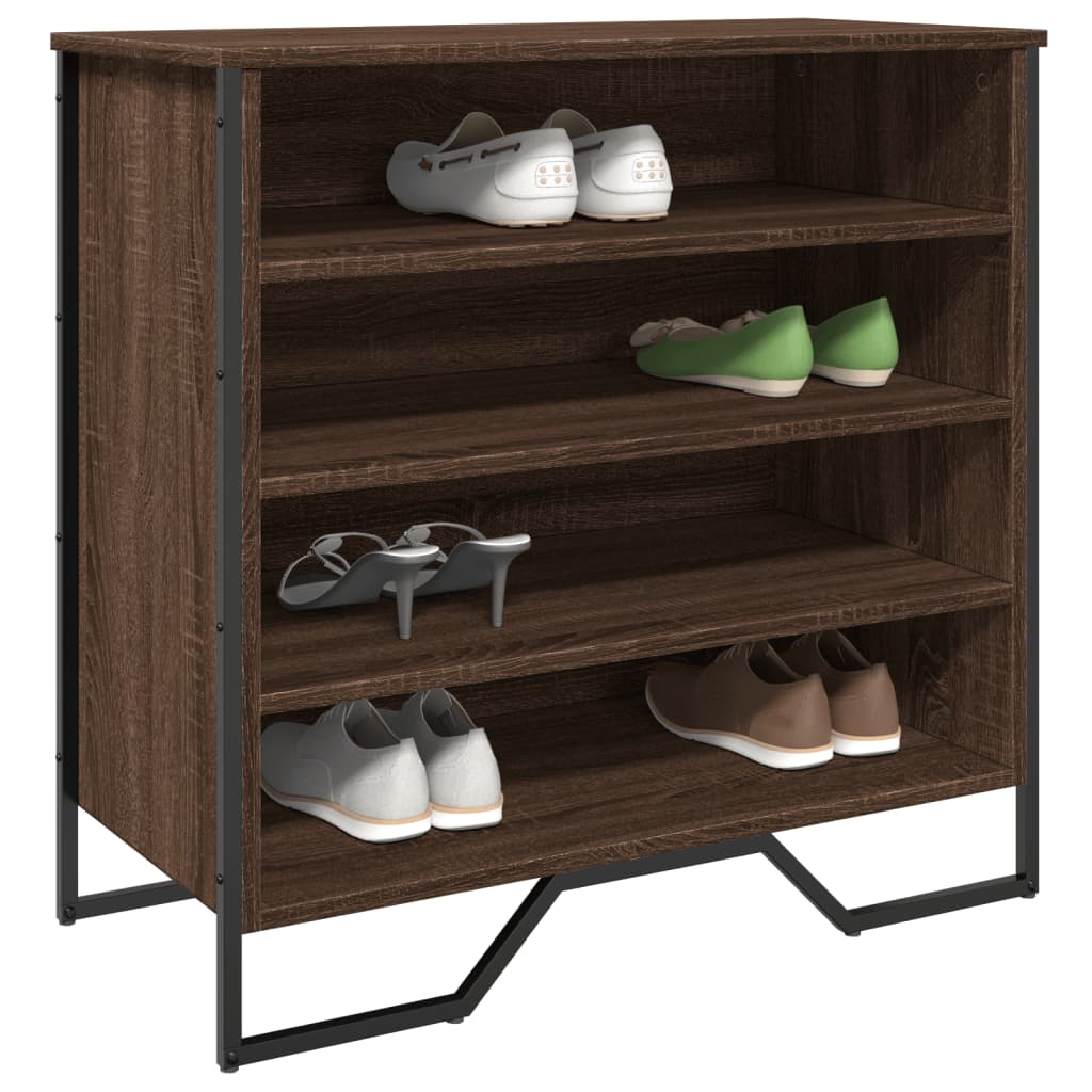 Schoenenkast 80x38x78 cm bewerkt hout bruin eikenkleurig