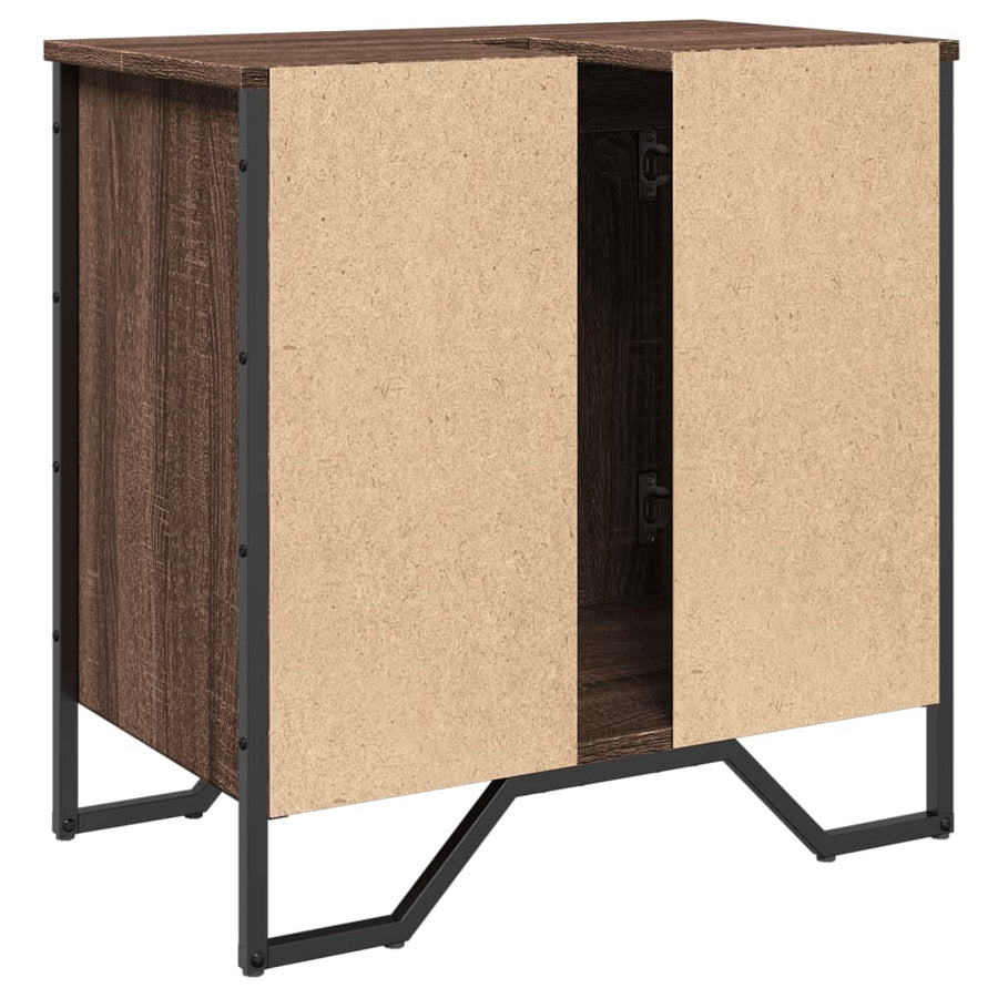 Wastafelkast 60x35x60 cm bewerkt hout bruin eikenkleurig
