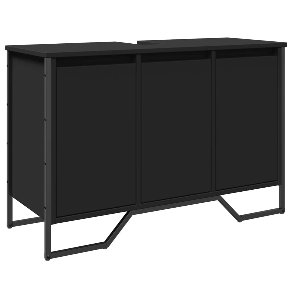 Wastafelkast 91x35x60 cm bewerkt hout zwart