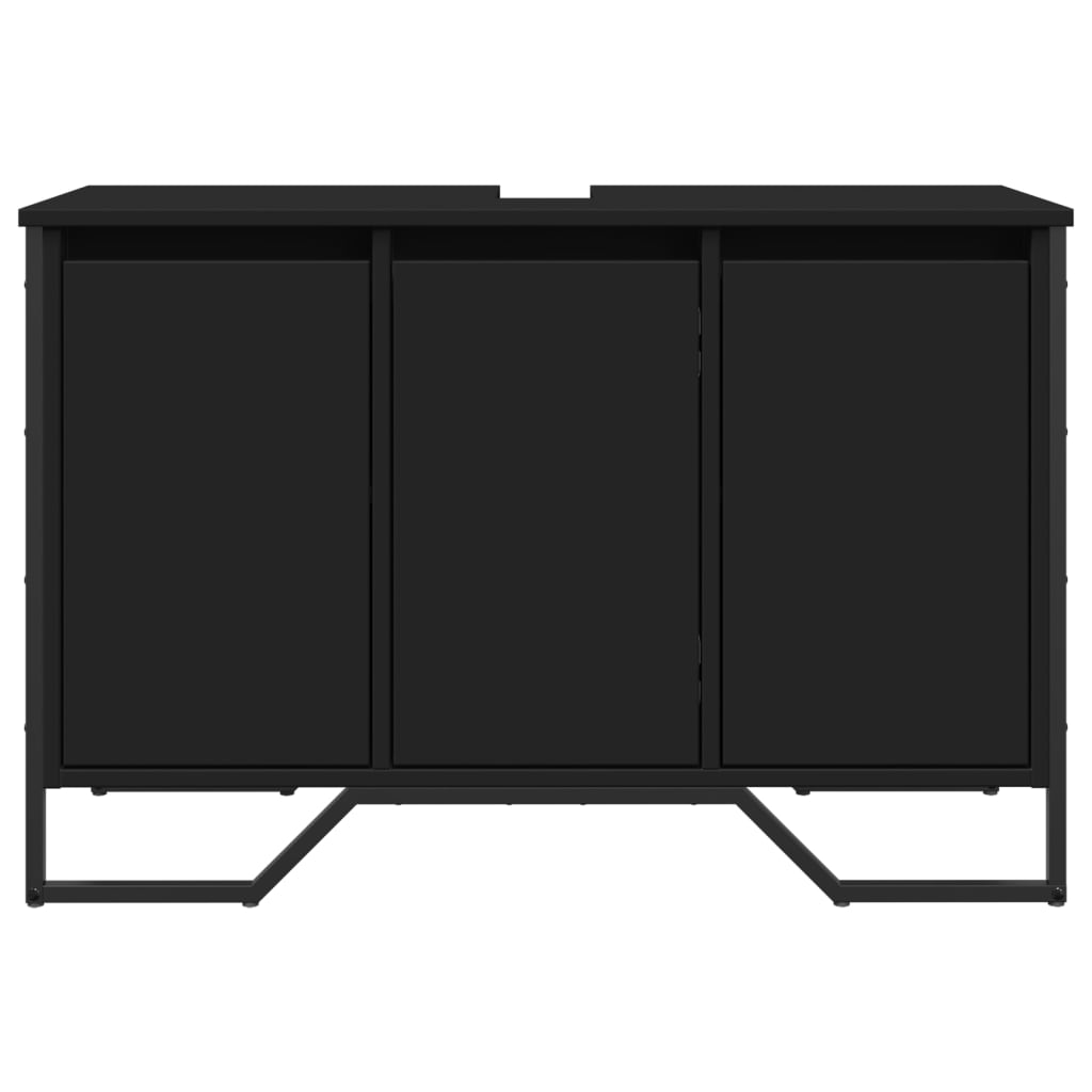 Wastafelkast 91x35x60 cm bewerkt hout zwart