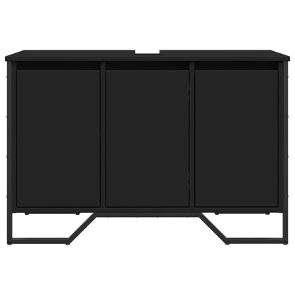 Wastafelkast 91x35x60 cm bewerkt hout zwart