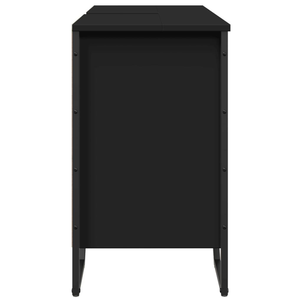Wastafelkast 91x35x60 cm bewerkt hout zwart