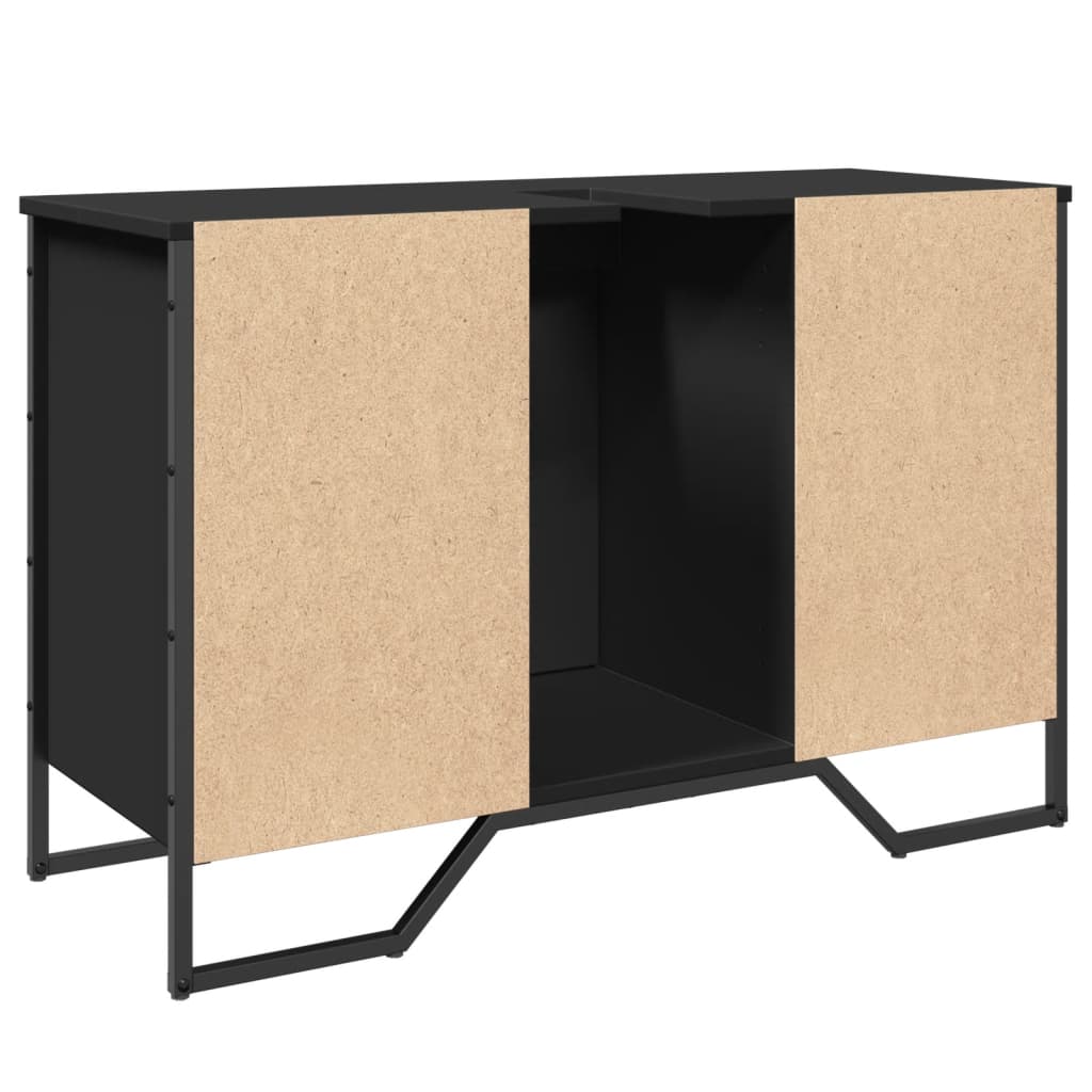 Wastafelkast 91x35x60 cm bewerkt hout zwart