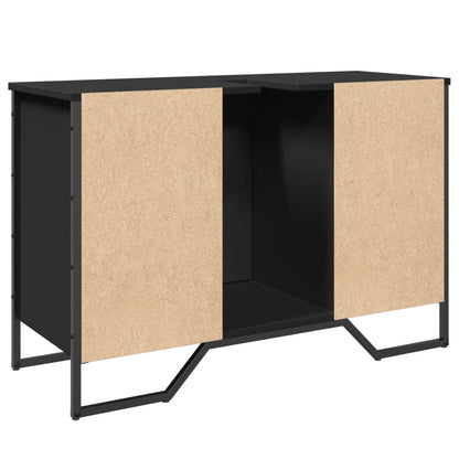 Wastafelkast 91x35x60 cm bewerkt hout zwart