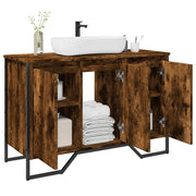 Wastafelkast 91x35x60 cm bewerkt hout gerookt eiken