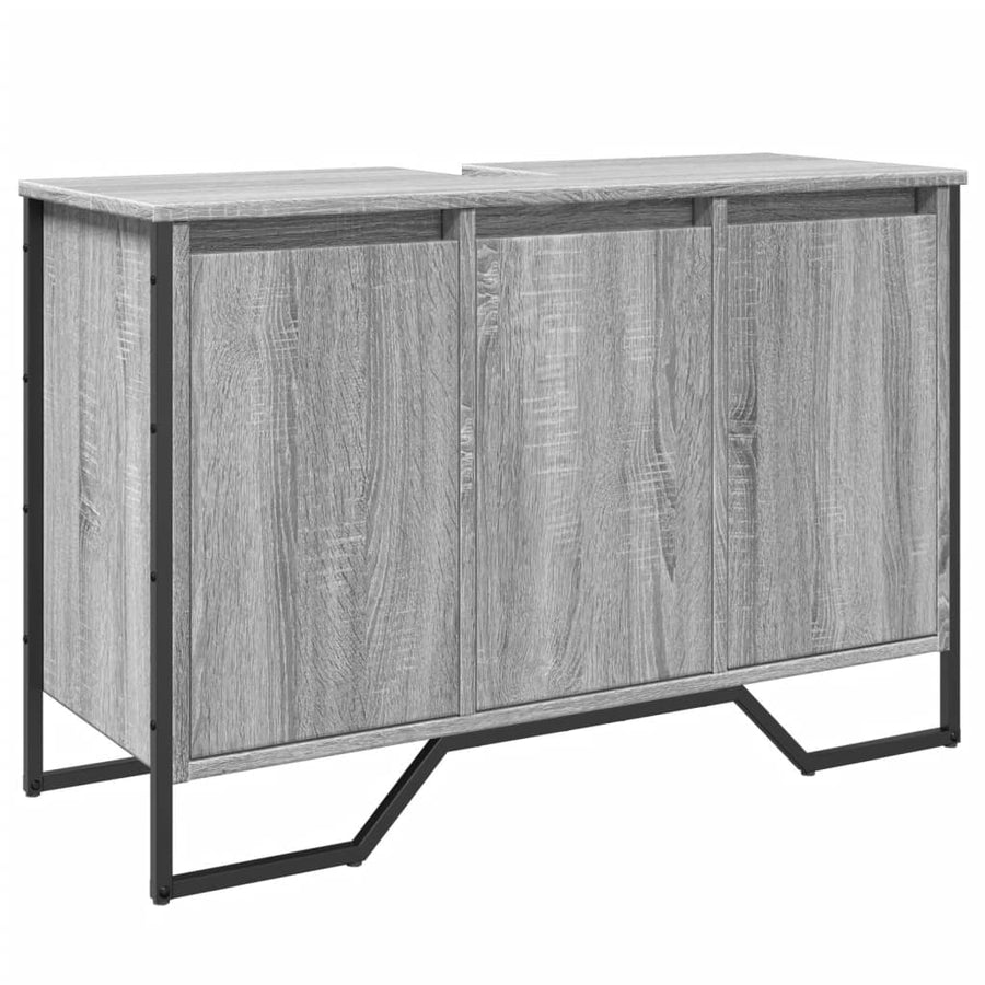 Wastafelkast 91x35x60 cm bewerkt hout grijs sonoma eikenkleurig