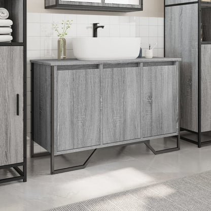 Wastafelkast 91x35x60 cm bewerkt hout grijs sonoma eikenkleurig