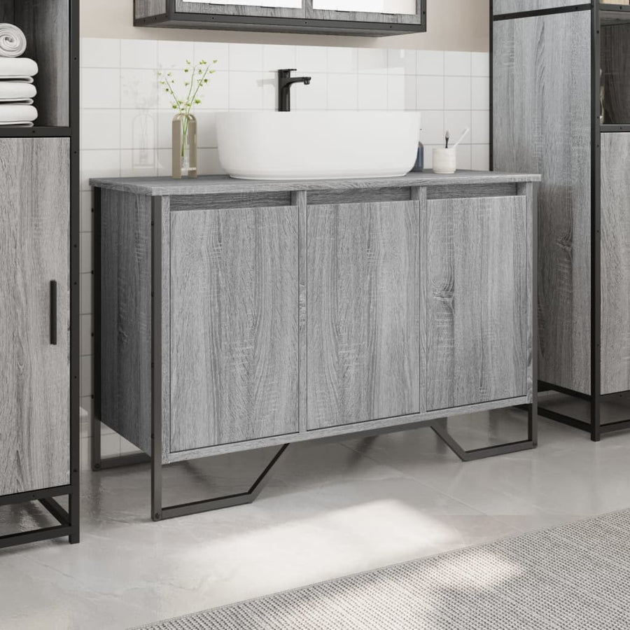 Wastafelkast 91x35x60 cm bewerkt hout grijs sonoma eikenkleurig