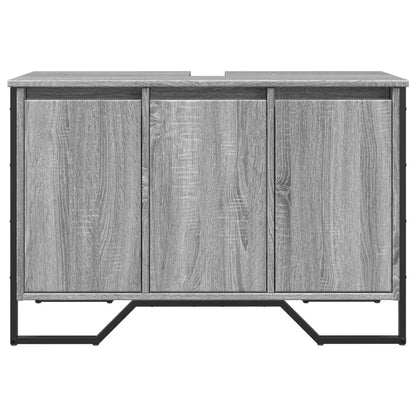Wastafelkast 91x35x60 cm bewerkt hout grijs sonoma eikenkleurig