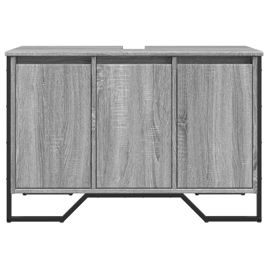 Wastafelkast 91x35x60 cm bewerkt hout grijs sonoma eikenkleurig