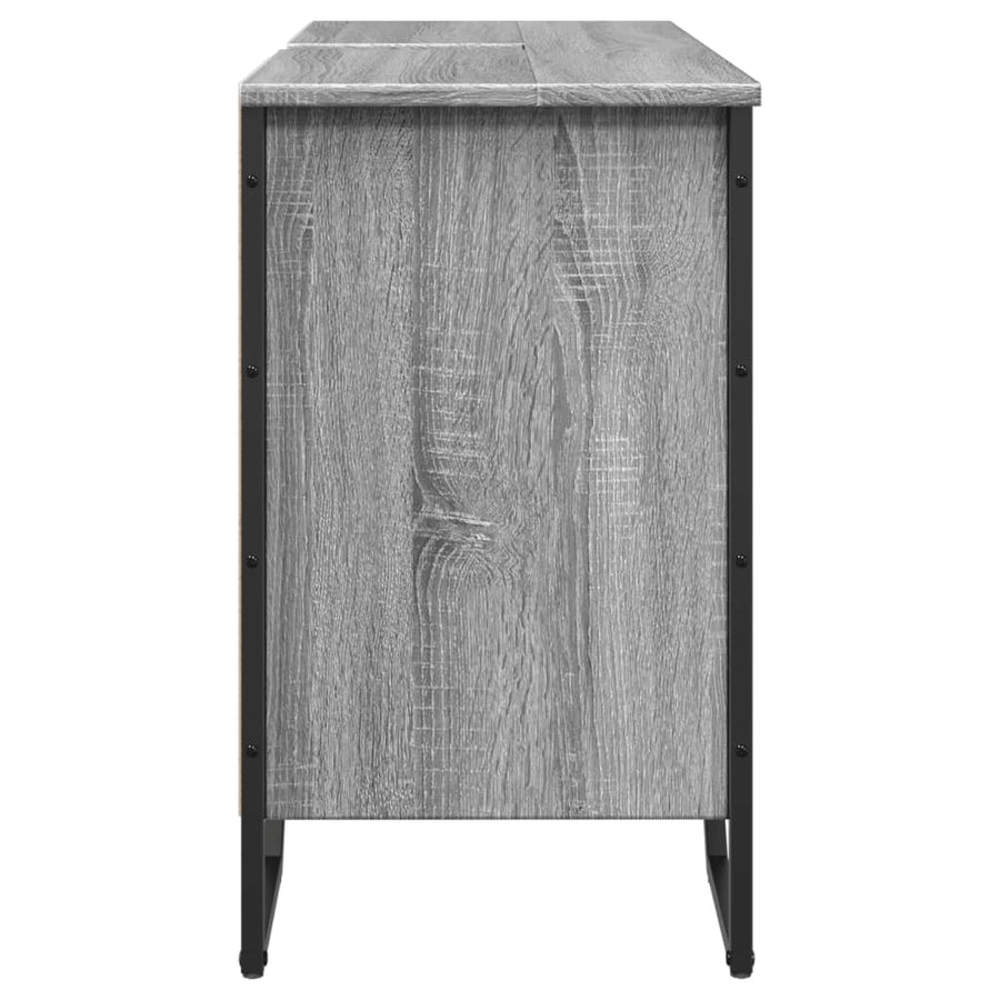 Wastafelkast 91x35x60 cm bewerkt hout grijs sonoma eikenkleurig